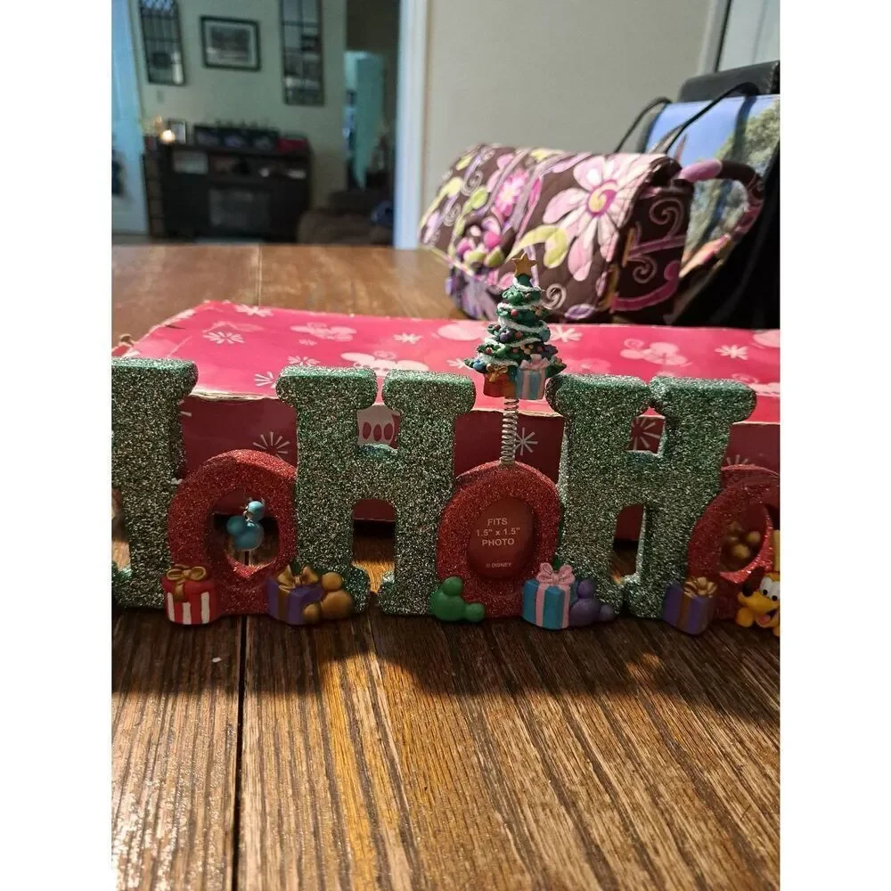 Disney Parks Original Ho-Ho Sign Photo Holder Resin Holiday Christmas Decor